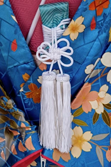 Fabric Prints: Detail of obi on a woman's Japanese kimono, Kyoto, Japan