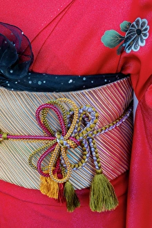 Fabric Prints: Detail of obi on a woman's Japanese kimono, Kyoto, Japan