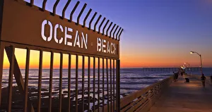 Marinas Prints: Ocean Beach Pier at Twilight, San Diego, Southern CA, USA