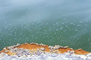 Bubble Prints: Oceania, New Zealand, North Island, Waiotapu. Champagne Pool