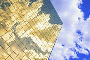 Off Ice Prints: Office building windows reflecting clouds