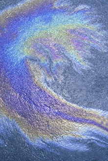 Pavement Prints: Oil slick on water on pavement