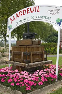 Language Prints: Old basket wine press at Mardeuil in the Champagne province of northeast France