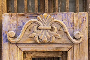 Decorative Prints: Old Cairo, Cairo, Egypt. Carved decoration on a weathered antique door