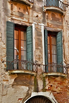 Carnival Prints: Old and colorful doorways and windows in Venice Italy