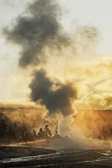 Geothermal Prints: Old Faithful steaming in early morning, Upper Geyser Basin, Yellowstone National Park