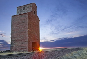 Granary Prints: Old granary at Collins Montana at sunrise
