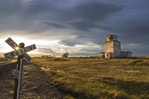 Granary Prints: Old granary in late evening light near Choteau, Montana, USA