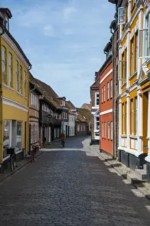 Houses Prints: Old historical houses in Ribe, Denmarks oldest surviving city, Jutland, Denmark