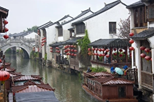 Grand Canal Prints: Old houses along the Grand Canal in Shantang street, old town of Suzhou, Jiangsu, China