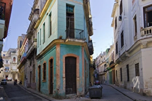 Alley Prints: Old houses in the historic center, Havana, UNESCO World Heritage site, Cuba