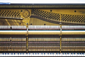 Queenstown Prints: An old piano sits on the shores of Lake Wakatipu in Queenstown, New Zealand
