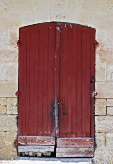 Images Dated 26th May 2005: An old red wooden door on one of the winery buildings Chateau Kirwan, Cantenac Margaux