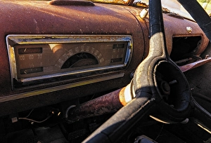 Prints of Old rusty feed truck in the Little Missouri National Grasslands, North Dakota, USA. (Editorial Use Only) Images Dated 2024 September: Old rusty feed truck in the Little Missouri National Grasslands