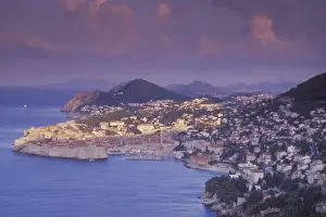Old Town Dubrovnik with the first light in the early morning as seen from near
