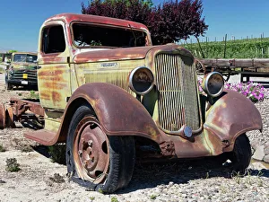 Old vintage rusty truck at a farm. (Editorial Use Only)