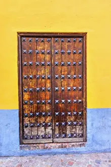 Granada Prints: Old Wooden Door Walking Street Evening Carrera Del Darro Albaicin Granada Andalusia Spain
