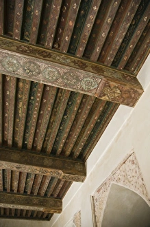 Images Dated 21st February 2007: Oman, Western Hajar Mountains, Jabrin. Jabrin Castle / Fort, original painted ceiling