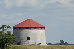 Kingston Prints: Ontario, Kingston. Historic Kingston Fortification tower (UNESCO) along Lake Ontario