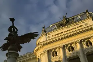 Opera Prints: Opera house with bronze sculpture, Bratislava, Slovakia