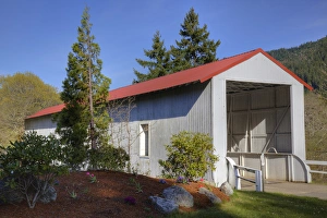 OR, Douglas County, Milo Academy Covered Bridge, built in 1962, spans the South Umpqua