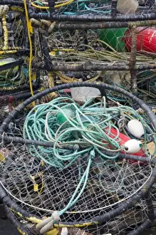 Newport Prints: OR, Oregon Coast, Newport, Crab pots, at the Port of Newport