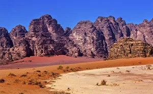 Hiking Prints: Orange Yellow Sand Rock Formation Wadi Rum Valley of the Moon Jordan