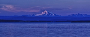 Mark Williford Prints: Orcas Island, USA - Mt. Baker and the Cascade Range backdrop the Puget Sound at dusk
