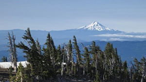 Snowy Prints: Oregon, Mount Hood. Mount Hood seen from Mount Adams
