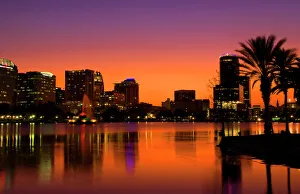 Sky Scraper Prints: Orlando, Florida skyline, at night, USA