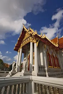 Wat Benchamabophit Prints: Ornate architecture of the Ordination Hall (Ubosot Hall) at Wat Benchamabophit, Bangkok