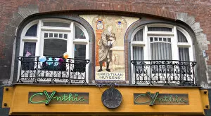 Images Dated 6th September 2007: An ornate building decorated with a mosaic of tiles of Christiaan Huygens, the Dutch