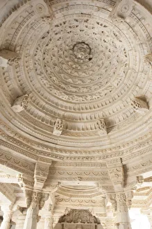 Detailed Prints: Ornate interior dome decoration, Jain Temple, Ranakpur, Rajasthan, India