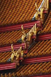 Wat Benchamabophit Prints: Ornate rooftop architecture of the Ordination Hall (Ubosot Hall) at Wat Benchamabophit