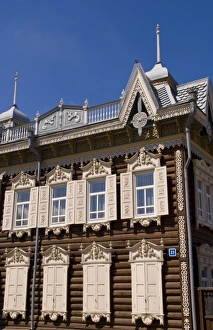 Images Dated 4th March 2009: Ornate style of a wooden house in Irkutsk in Siberia Russia
