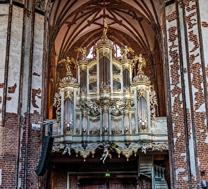 Poland Prints: Ornate white organ, St. John's Church