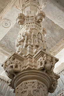 Detailed Prints: Ornately carved column, Jain Temple, Ranakpur, Rajasthan, India