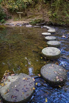Great Smoky Mountain Prints: Otter Lake Creek stepping stones, Blue Ridge Parkway, Smoky Mountains, USA
