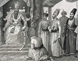 Istanbul Prints: OTTOMAN EMPIRE. TURKEY. SULTAN receiving some members of the Council in the Topkapi
