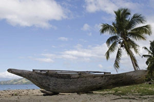 Outrigger Prints: Outrigger fishing canoe, Kioa Island, Fiji. South Pacific