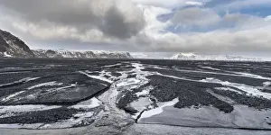 Subpolar Prints: Outwash plain or sandur of glacier Myrdalsjoekull east of Vik. europe, northern europe