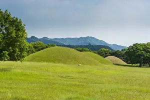 Gyeongsang Prints: Overgrown grass tombs in the Unesco world heritage sight Gyeongju, South Korea