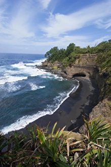 Vanuatu Prints: Overlook over shark bay below Volcano Yasur, Island of Tanna, Vanuatu, South Pacific