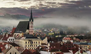 Overview Prints: Overview from Cesky Castle to Vlata River and Cesky Krumlov in the Czech Republic