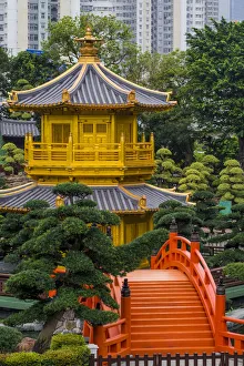 Buddhism Prints: The pagoda at the Chi Lin Nunnery and Nan Lian Garden, Kowloon, Hong Kong, China