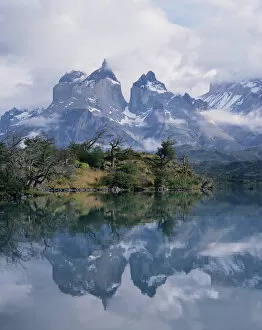 Paine Cuernos (Horns) and reflection, Torres del Paine National Park, Chile. Original