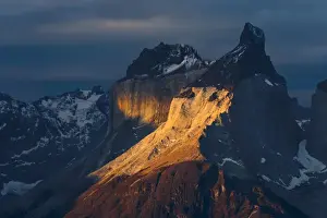 Chile Prints: Paine Massif at sunset, Torres del Paine National Park, Chile, South America, Patagonia