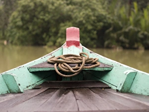 Rope Prints: Painted boat front with rope in Hoi An, Vietnam