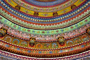 Hindu Prints: Painted celing of Shree Laxmi Narihan Ji Hindu Temple, Jaipur, Rajasthan, India
