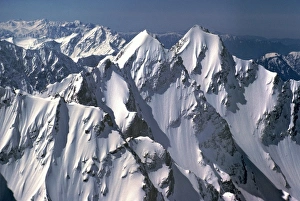 Pakistan Prints: Pakistan, N-W Frontier Province, Pir Panjal Mts. An aerial view reveals the jagged